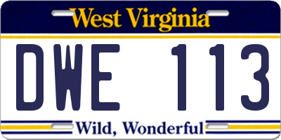 WV license plate DWE113