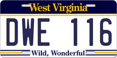 WV license plate DWE116