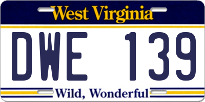 WV license plate DWE139