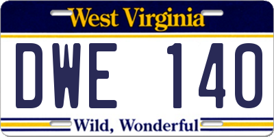 WV license plate DWE140