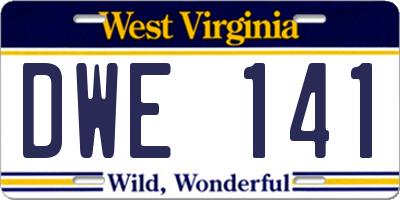 WV license plate DWE141