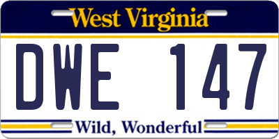 WV license plate DWE147
