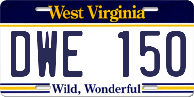 WV license plate DWE150