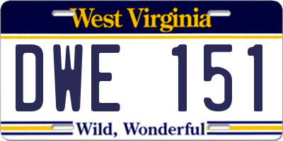 WV license plate DWE151