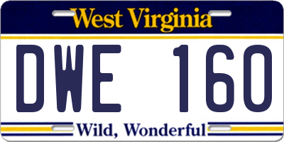 WV license plate DWE160