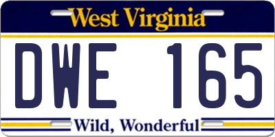 WV license plate DWE165