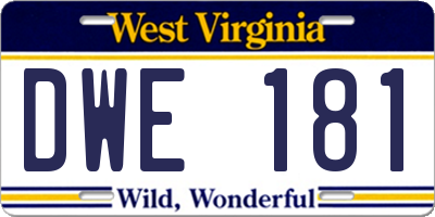 WV license plate DWE181