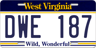 WV license plate DWE187