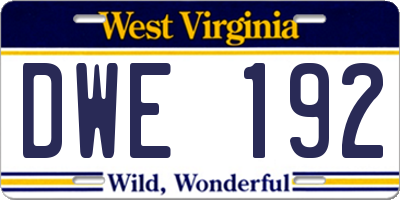 WV license plate DWE192