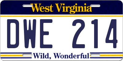WV license plate DWE214