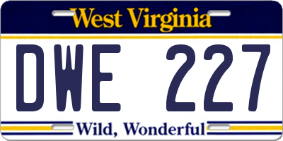 WV license plate DWE227