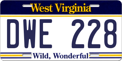 WV license plate DWE228