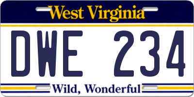 WV license plate DWE234