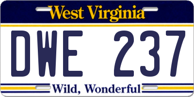 WV license plate DWE237