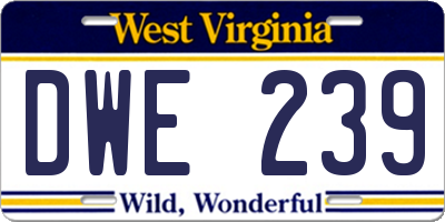 WV license plate DWE239