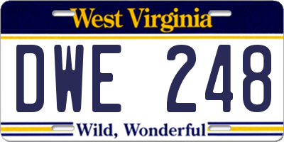 WV license plate DWE248