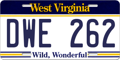 WV license plate DWE262