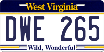 WV license plate DWE265