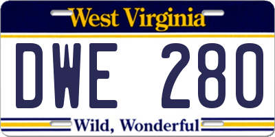 WV license plate DWE280