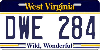 WV license plate DWE284