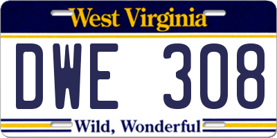 WV license plate DWE308