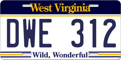 WV license plate DWE312