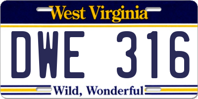 WV license plate DWE316