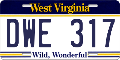 WV license plate DWE317