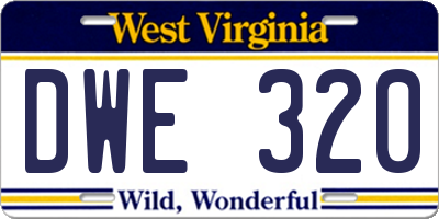 WV license plate DWE320
