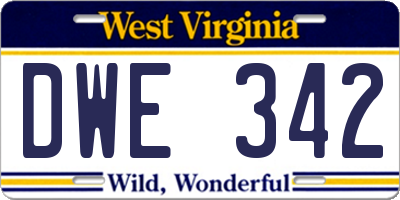 WV license plate DWE342