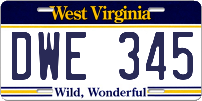 WV license plate DWE345