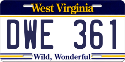 WV license plate DWE361