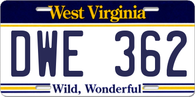 WV license plate DWE362