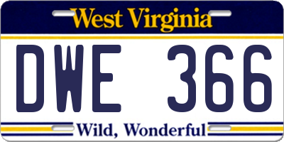 WV license plate DWE366