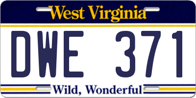 WV license plate DWE371
