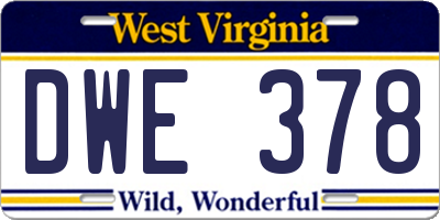 WV license plate DWE378