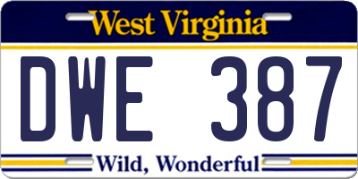 WV license plate DWE387