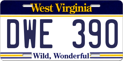 WV license plate DWE390