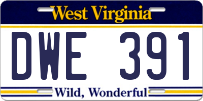 WV license plate DWE391