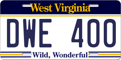 WV license plate DWE400