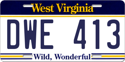 WV license plate DWE413