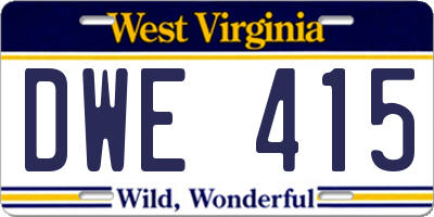 WV license plate DWE415