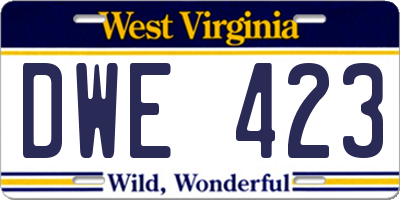 WV license plate DWE423