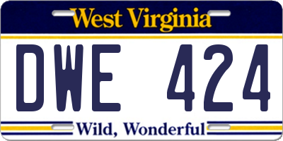 WV license plate DWE424
