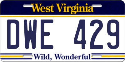 WV license plate DWE429