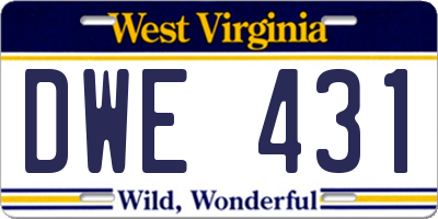 WV license plate DWE431