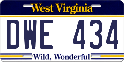 WV license plate DWE434