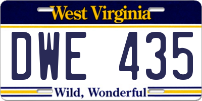 WV license plate DWE435