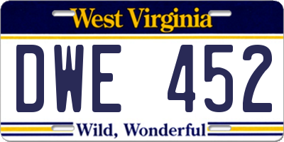 WV license plate DWE452
