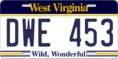 WV license plate DWE453